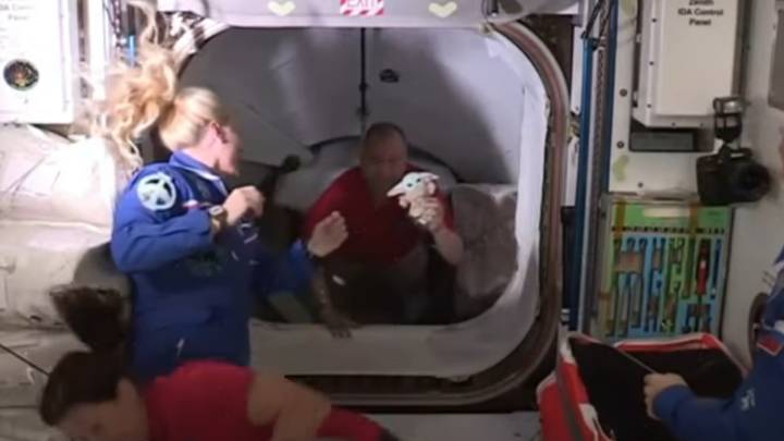Baby Yoda chega à estação espacial internacional com a tripulação da SpaceX